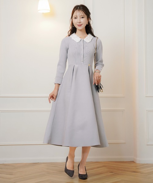 フラワー 襟付き ニット ワンピース le reve vaniller