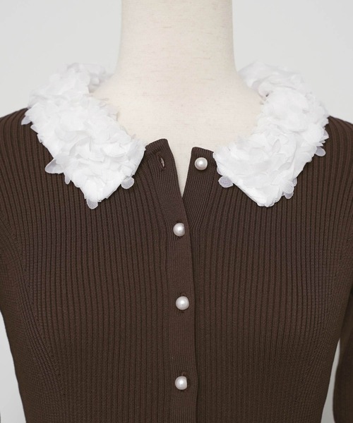 フラワー 襟付き ニット ワンピース le reve vaniller（ワンピース