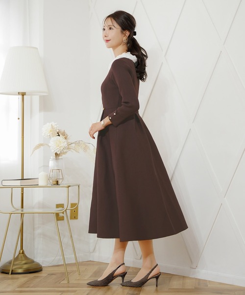 完売品 フラワー襟付きニットワンピース le reve vaniller フラワー 襟付き ニット ワンピース le reve vaniller（ワンピース