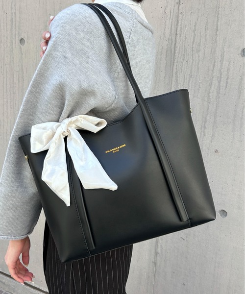 Maison Calme(メゾンカルム)の「【A4サイズ対応】オールシーズン使える♪フェイクレザー ワンポイント トートバッグ 【大容量】(トートバッグ・レディース・アイボリー/ブラック/ブラウン/ベージュ・F)」の8枚目の写真