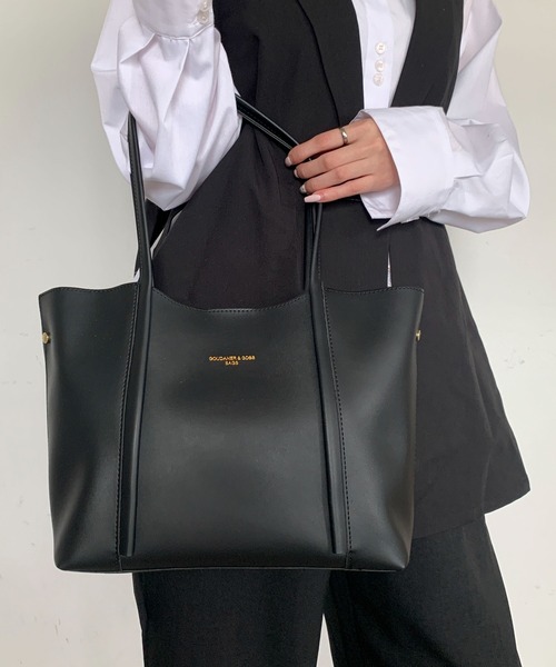 Maison Calme(メゾンカルム)の「【A4サイズ対応】オールシーズン使える♪フェイクレザー ワンポイント トートバッグ 【大容量】(トートバッグ・レディース・アイボリー/ブラック/ブラウン/ベージュ・F)」の16枚目の写真