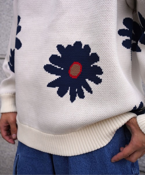 BEAVER(ビーバー)の「B omnivore/ビーオムニボー FLOWER KNIT TOP(ニット/セーター・メンズ・ナチュラル/ブラック・M/L/XL)」の11枚目の写真