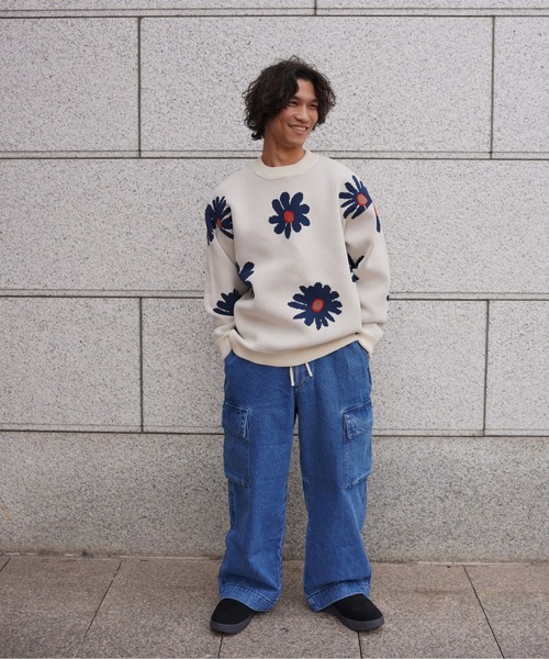 BEAVER(ビーバー)の「B omnivore/ビーオムニボー FLOWER KNIT TOP(ニット/セーター・メンズ・ナチュラル/ブラック・M/L/XL)」の9枚目の写真