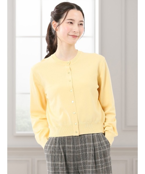 m.f.editorial（エムエフエディトリアル）の「【ストレッチ ハンドウォッシャブル】m.f.エディトリアル レディース クルーニットカーディガン（カーディガン/ボレロ・レディース・イエロー/ネイビー/ライトグレー/サックスブルー・MEDIUM/LARGE）」の4枚目の写真