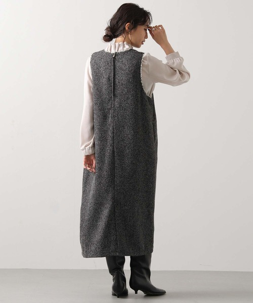 Gready Brilliant（グレディブリリアン）の「ツィードキーネックジャンスカ（ワンピース・レディース・ブラック系/ベージュ系・FREE）」の5枚目の写真