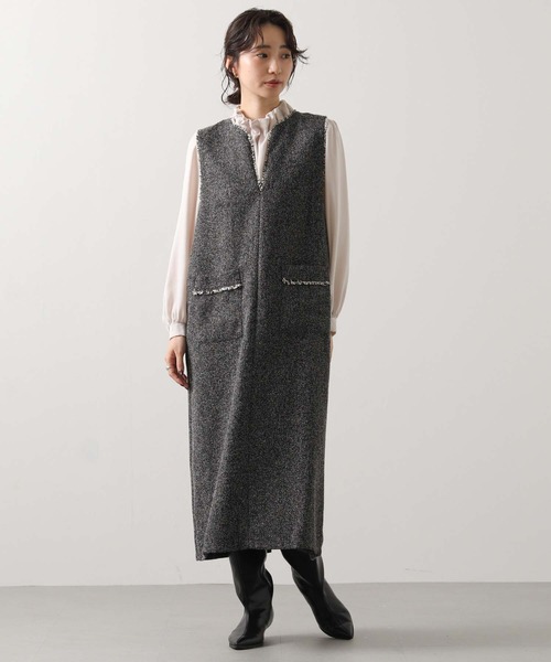 Gready Brilliant（グレディブリリアン）の「ツィードキーネックジャンスカ（ワンピース・レディース・ブラック系/ベージュ系・FREE）」の7枚目の写真