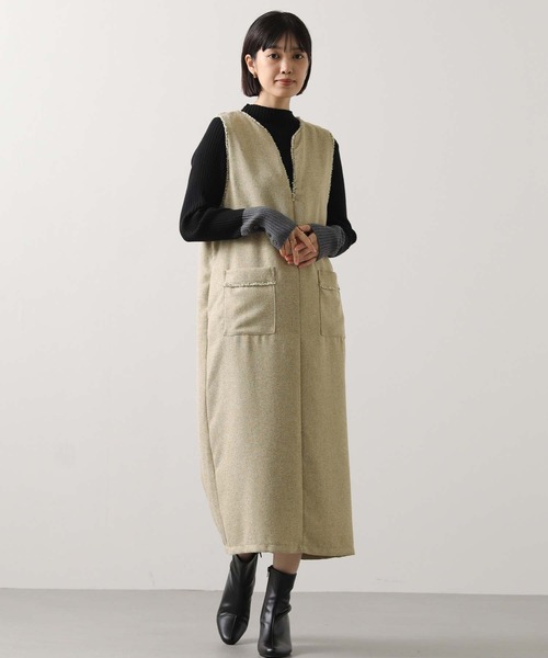 Gready Brilliant（グレディブリリアン）の「ツィードキーネックジャンスカ（ワンピース・レディース・ブラック系/ベージュ系・FREE）」の9枚目の写真