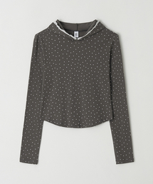 LACE HOODIE SLIM LONG SLEEVE CHARCOAL STAR