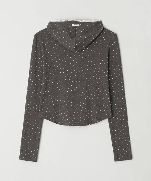 RONRON(ロンロン)の「LACE HOODIE SLIM LONG SLEEVE CHARCOAL STAR(パーカー・レディース・その他・FREE)」の2枚目の写真