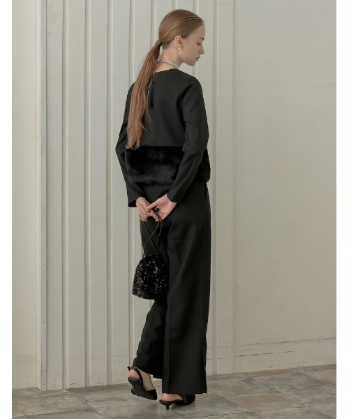 MEISM（ミズム）の「[MEISM by Re:EDIT][2025AW COLLECTION]微起毛ツイル裾ファー切り替え長袖トップス（Tシャツ/カットソー・レディース・ホワイト/ブラック/グレー・MEDIUM/LARGE）」の7枚目の写真