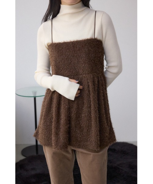 AZUL by moussy（アズールバイマウジー）の「ラメシャギーカットキャミソール（Tシャツ/カットソー・レディース・アイボリー/ブラック/ブラウン・FREE）」の3枚目の写真