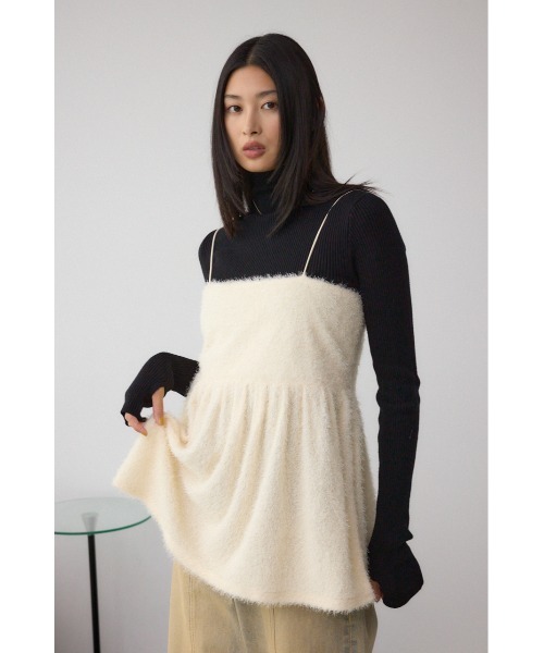 AZUL by moussy（アズールバイマウジー）の「ラメシャギーカットキャミソール（Tシャツ/カットソー・レディース・アイボリー/ブラック/ブラウン・FREE）」の5枚目の写真