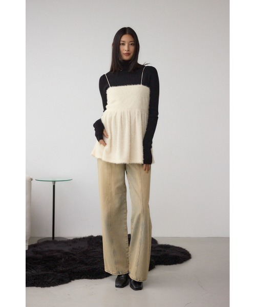 AZUL by moussy（アズールバイマウジー）の「ラメシャギーカットキャミソール（Tシャツ/カットソー・レディース・アイボリー/ブラック/ブラウン・FREE）」の6枚目の写真