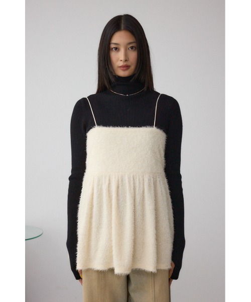 AZUL by moussy（アズールバイマウジー）の「ラメシャギーカットキャミソール（Tシャツ/カットソー・レディース・アイボリー/ブラック/ブラウン・FREE）」の7枚目の写真