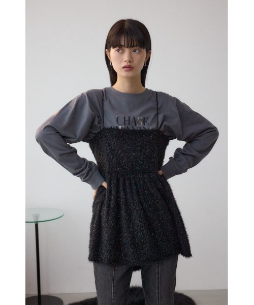 AZUL by moussy（アズールバイマウジー）の「ラメシャギーカットキャミソール（Tシャツ/カットソー・レディース・アイボリー/ブラック/ブラウン・FREE）」の15枚目の写真