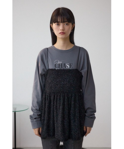 AZUL by moussy（アズールバイマウジー）の「ラメシャギーカットキャミソール（Tシャツ/カットソー・レディース・アイボリー/ブラック/ブラウン・FREE）」の17枚目の写真