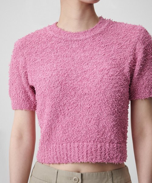 MUSINSA STANDARD WOMAN（ムシンサスタンダードウーマン）の「ウィメンズファンシーヤンクルーネック半袖ニット[ピンク]（ニット/セーター・レディース・その他・SMALL/MEDIUM/LARGE）」の3枚目の写真