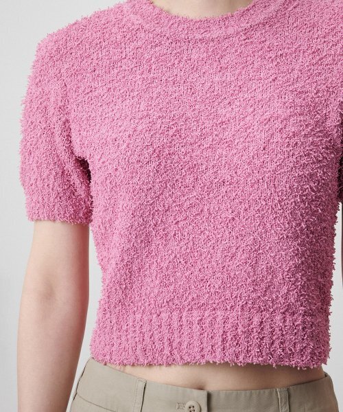 MUSINSA STANDARD WOMAN（ムシンサスタンダードウーマン）の「ウィメンズファンシーヤンクルーネック半袖ニット[ピンク]（ニット/セーター・レディース・その他・SMALL/MEDIUM/LARGE）」の4枚目の写真