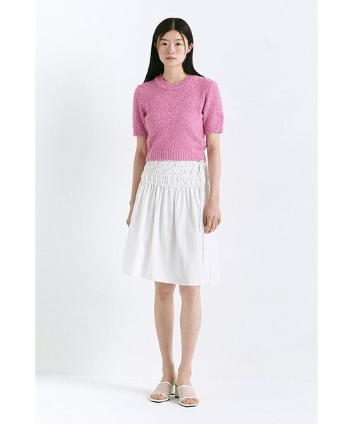 MUSINSA STANDARD WOMAN（ムシンサスタンダードウーマン）の「ウィメンズファンシーヤンクルーネック半袖ニット[ピンク]（ニット/セーター・レディース・その他・SMALL/MEDIUM/LARGE）」の9枚目の写真