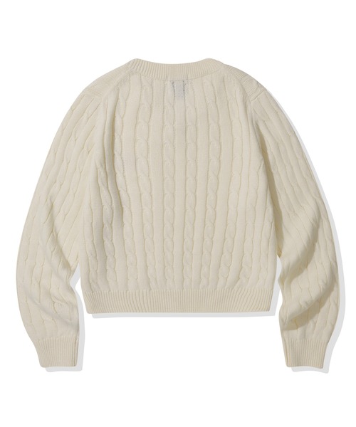 codegraphy(コードグラフィー)の「(Women) Small Square V-Neck Cable Knit CBEWWKL042(ニット/セーター・レディース・ネイビー/レッド/クリーム・SMALL/MEDIUM)」の8枚目の写真