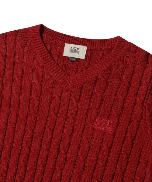 codegraphy(コードグラフィー)の「(Women) Small Square V-Neck Cable Knit CBEWWKL042(ニット/セーター・レディース・ネイビー/レッド/クリーム・SMALL/MEDIUM)」の17枚目の写真