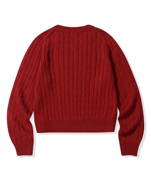 codegraphy(コードグラフィー)の「(Women) Small Square V-Neck Cable Knit CBEWWKL042(ニット/セーター・レディース・ネイビー/レッド/クリーム・SMALL/MEDIUM)」の16枚目の写真