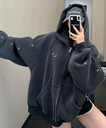 Dalfwin（ダールフィン）の「韓国ファッション パンチングデザインジップアップパーカー（パーカー）」