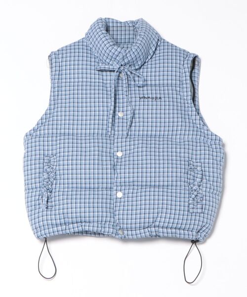 Mayree（メイリー）の「【URGE：】2WAY仕様　チェック柄ダウンジャケット／ベスト（ダウンジャケット/コート・レディース・ブルー・SMALL/MEDIUM/LARGE）」の4枚目の写真