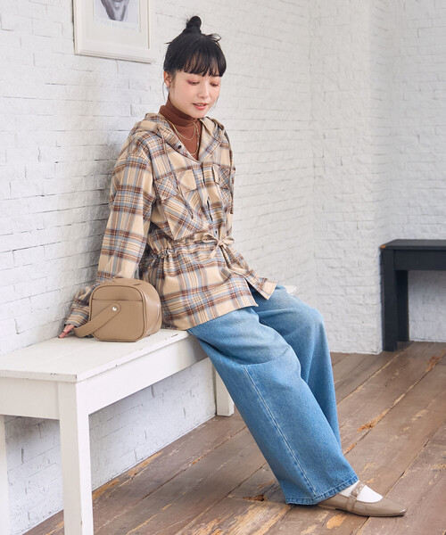 FREAK'S STORE(フリークスストア)の「フード付き チェックシャツ チュニック(シャツ/ブラウス・レディース・ブラウン/レンガ/ベージュ・フリ-)」の17枚目の写真