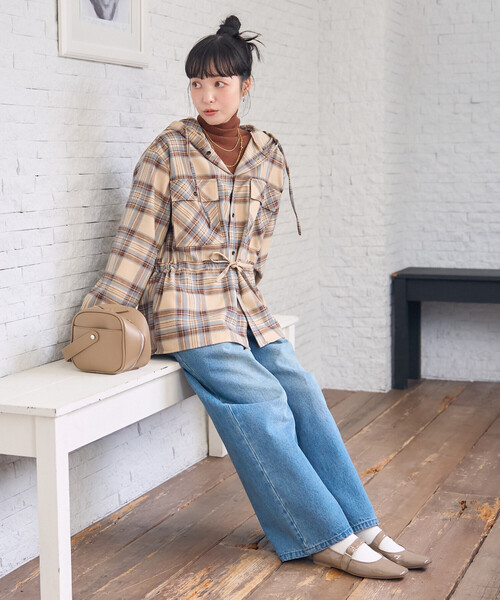 FREAK'S STORE(フリークスストア)の「フード付き チェックシャツ チュニック(シャツ/ブラウス・レディース・ブラウン/レンガ/ベージュ・フリ-)」の19枚目の写真