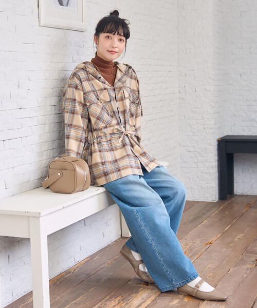 FREAK'S STORE(フリークスストア)の「フード付き チェックシャツ チュニック(シャツ/ブラウス・レディース・ブラウン/レンガ/ベージュ・フリ-)」の20枚目の写真