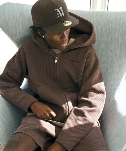 セール】【MLVINCE】KNIT ZIP HOODY / ストーンブラウン [KZH05SB