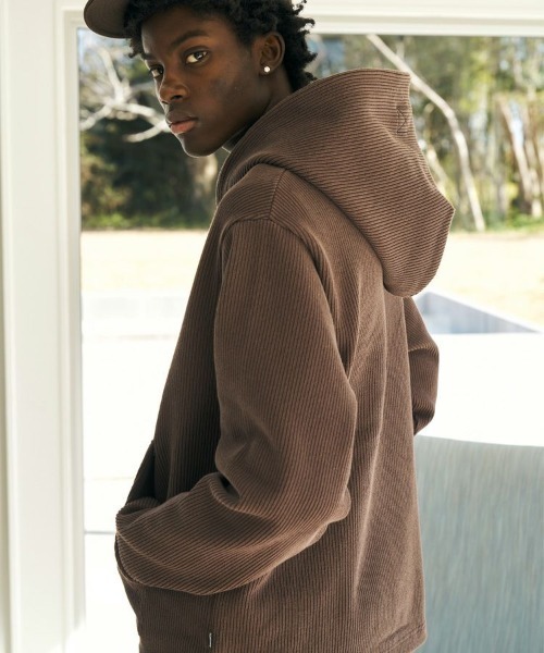 セール】【MLVINCE】KNIT ZIP HOODY / ストーンブラウン [KZH05SB