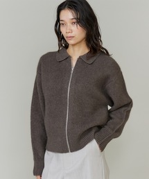 フォックスブレンド襟付きジップカーディガン《YVON》【セットアップ対応】