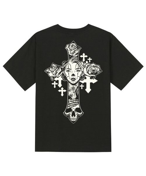 KAN6312(カン6312)の「KTB0024 チカノクロス 半袖Tシャツ - ブラック(Tシャツ/カットソー・メンズ・その他・LARGE/MEDIUM/SMALL/X-LARGE)」の1枚目の写真