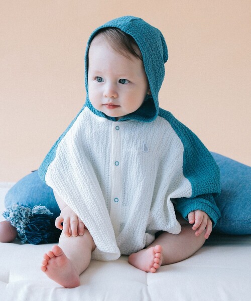 こども ビームス（コドモビームス）の「ベビー UV ポンチョ 2026SS（70～90cm）（パーカー・キッズ・ケリーグリーン/サックスブルー・ONE SIZE）」の7枚目の写真