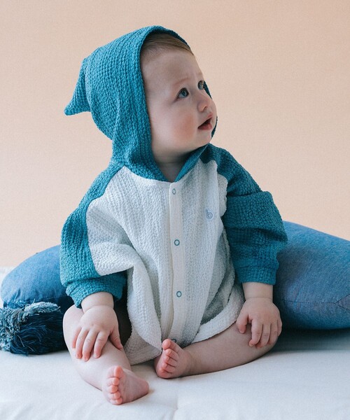 こども ビームス（コドモビームス）の「ベビー UV ポンチョ 2026SS（70～90cm）（パーカー・キッズ・ケリーグリーン/サックスブルー・ONE SIZE）」の17枚目の写真