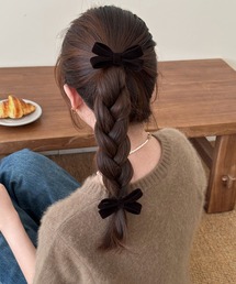 ベロア リボン」に該当するヘアアクセサリー（ブラウン/茶色系