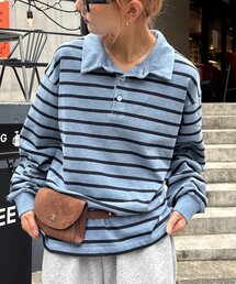 CIAOPANIC TYPY | ピグメント加工ボーダー襟付きトップス(Tシャツ/カットソー)