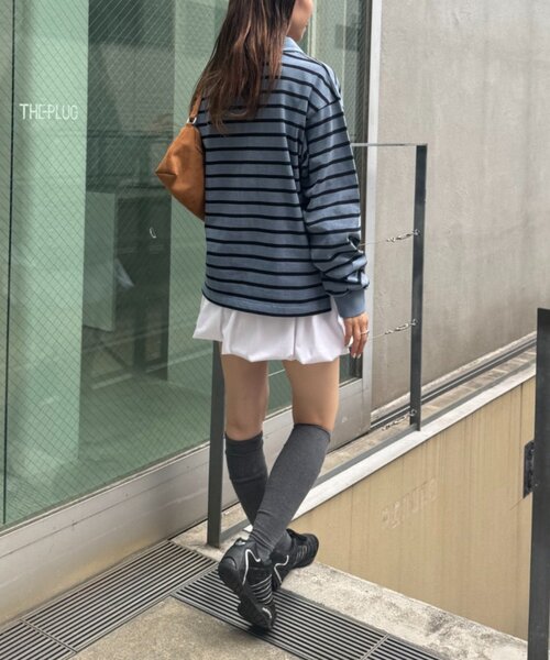 CIAOPANIC TYPY(チャオパニックティピー)の「ピグメント加工ボーダー襟付きトップス(Tシャツ/カットソー・レディース・ブラウン/イエロー/ブルー・MEDIUM/LARGE)」の10枚目の写真