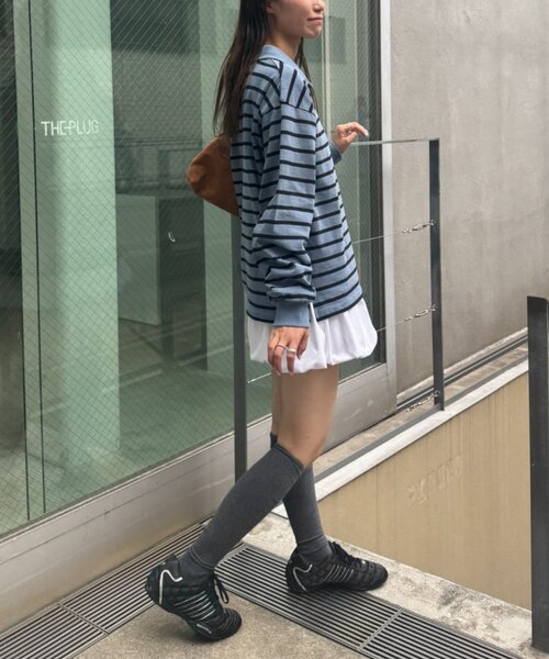 CIAOPANIC TYPY(チャオパニックティピー)の「ピグメント加工ボーダー襟付きトップス(Tシャツ/カットソー・レディース・ブラウン/イエロー/ブルー・MEDIUM/LARGE)」の11枚目の写真