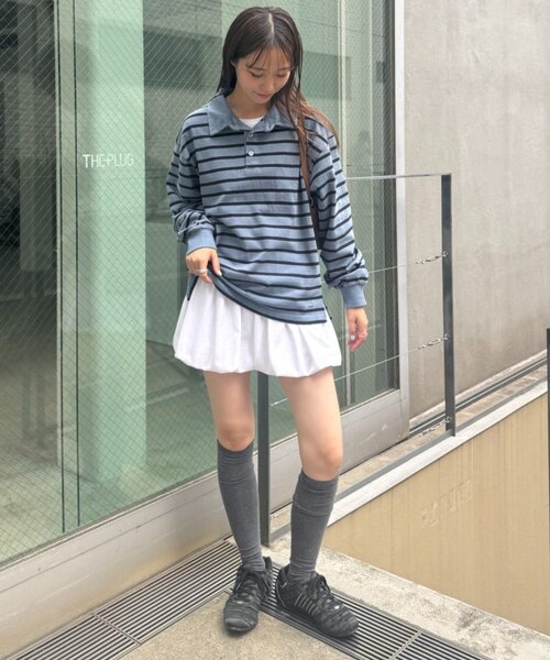CIAOPANIC TYPY(チャオパニックティピー)の「ピグメント加工ボーダー襟付きトップス(Tシャツ/カットソー・レディース・ブラウン/イエロー/ブルー・MEDIUM/LARGE)」の12枚目の写真
