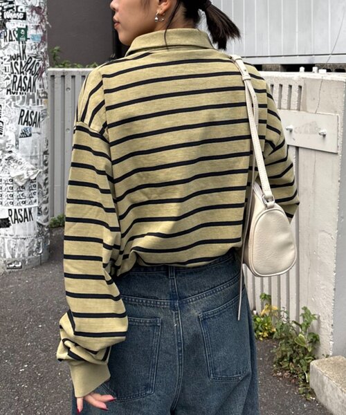 CIAOPANIC TYPY(チャオパニックティピー)の「ピグメント加工ボーダー襟付きトップス(Tシャツ/カットソー・レディース・ブラウン/イエロー/ブルー・MEDIUM/LARGE)」の17枚目の写真