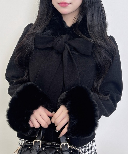 セール】マルチWayビッグリボンショート丈コート（ダウンジャケット