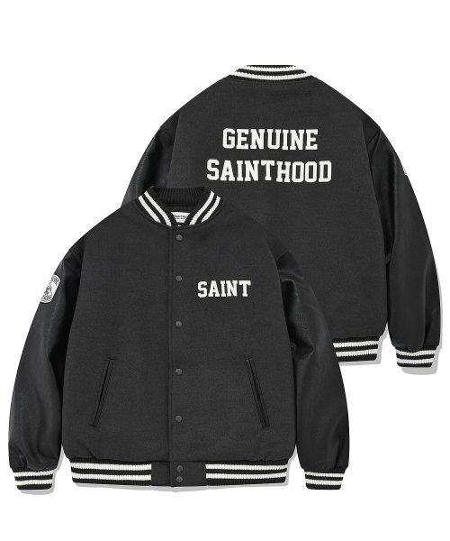 セール】SP G.SAINT ロゴスタジアムジャケット-チャコール（スタジャン