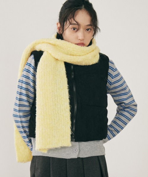 MERLOT（メルロー）の「ミックスヤーンリブニットマフラー（マフラー・レディース・イエロー/レッド/ライトブルー・FREE）」の13枚目の写真