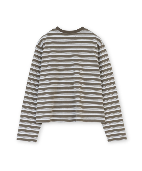 BROWNYARD(ブラウンヤード)の「ウエストカットロングスリーブ、オリーブストライプ(Tシャツ/カットソー・メンズ・その他・6/3/4/5)」の2枚目の写真
