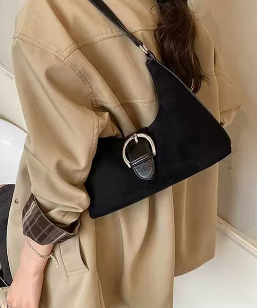 NuNuNa(ヌヌナ)の「【NuNuNa】2WAYスエードタッチ バックルショルダーバッグ/ハンドバッグ(ショルダーバッグ・レディース・ダークブラウン/ブラウン/レッド/ブラック・FREE)」の5枚目の写真