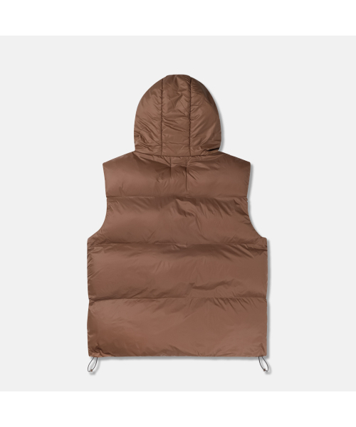 セール】エッセンシャルライトダウンベスト (ブラウン)（ダウンベスト