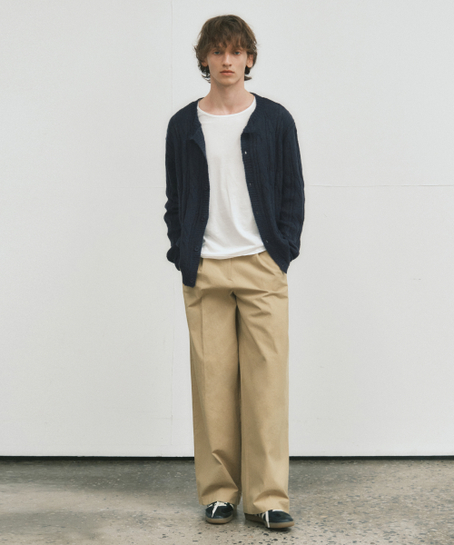 WEDNESDAY OASIS(ウェンズデーオアシス)の「アランケーブルヘアリーウールニットカーディガン_NAVY(WC25-KN69)(カーディガン/ボレロ・メンズ・ネイビー・MEDIUM/LARGE)」の2枚目の写真